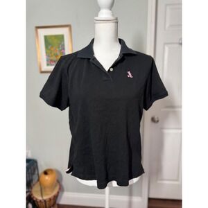 Disney Direct black polo shirt with pink Tinker Bell embroidery, size medium